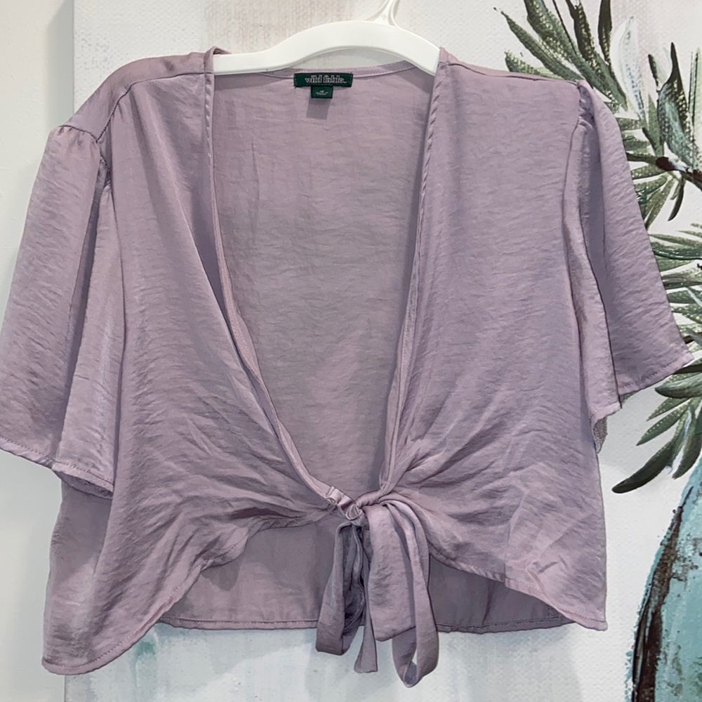 Wild Fable Medium Lavender Silky Tie Top